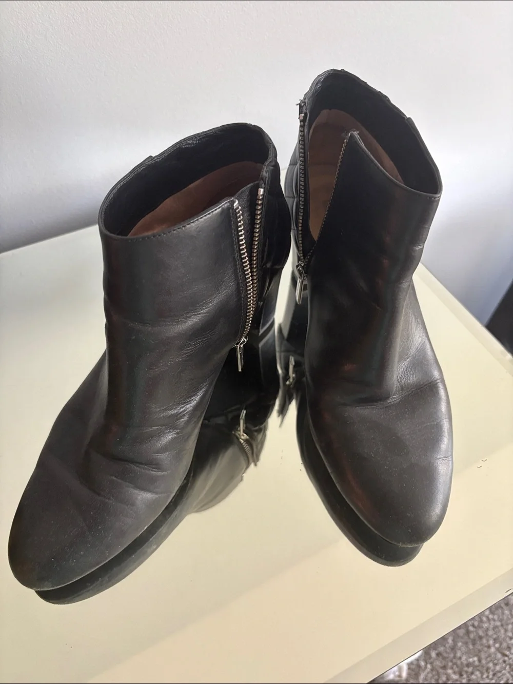 Michael Kors Black Leather Zip Ankle Booties